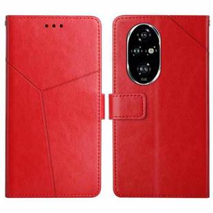 For Honor 200 5G Global Y-shaped Pattern Flip Leather Phone Case(Red)