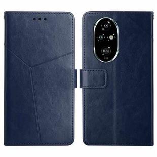 For Honor 200 5G Global Y-shaped Pattern Flip Leather Phone Case(Blue)