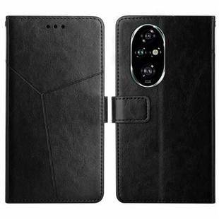 For Honor 200 Pro 5G Global Y-shaped Pattern Flip Leather Phone Case(Black)