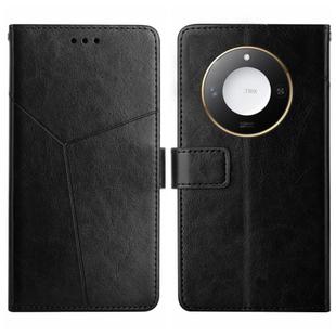 For Honor X9c Smart Y-shaped Pattern Flip Leather Phone Case(Black)