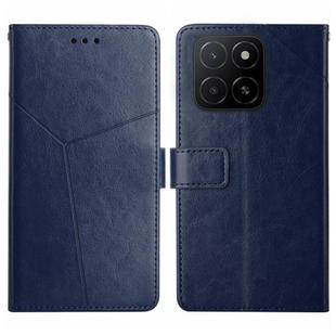 For Honor X8c 4G Y-shaped Pattern Flip Leather Phone Case(Blue)