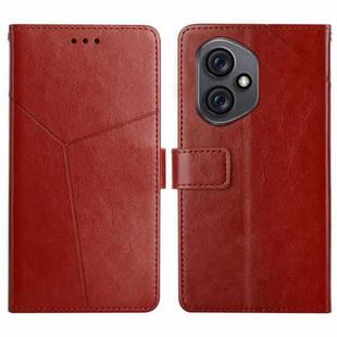For Honor 400 Global 156.5mm Y-shaped Pattern Flip Leather Phone Case(Brown)