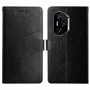 For Honor 400 Pro Global 160.8mm Y-shaped Pattern Flip Leather Phone Case(Black)