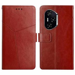 For Honor 400 Pro Global 160.8mm Y-shaped Pattern Flip Leather Phone Case(Brown)