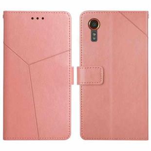 For Samsung Galaxy Xcover 7 5G Y-shaped Pattern Flip Leather Phone Case(Pink)