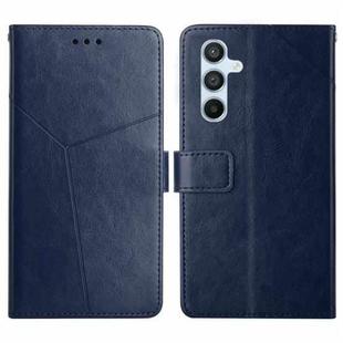For Samsung Galaxy M15 5G Y-shaped Pattern Flip Leather Phone Case(Blue)