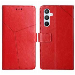 For Samsung Galaxy M55 5G Y-shaped Pattern Flip Leather Phone Case(Red)