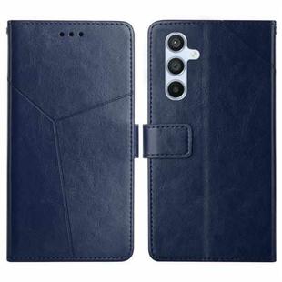 For Samsung Galaxy M55 5G Y-shaped Pattern Flip Leather Phone Case(Blue)