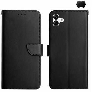 For Samsung Galaxy A05 HT02 Genuine Leather Fingerprint-proof Flip Phone Case(Black)