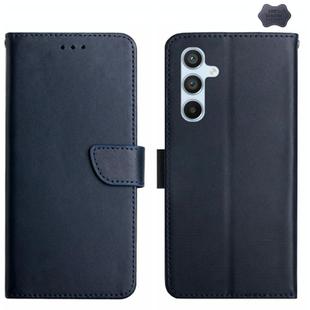 For Samsung Galaxy A05s HT02 Genuine Leather Fingerprint-proof Flip Phone Case(Blue)