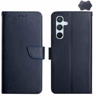 For Samsung Galaxy M55 5G HT02 Genuine Leather Fingerprint-proof Flip Phone Case(Blue)