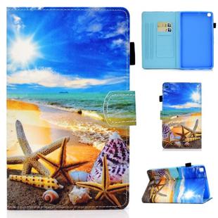 For Samsung Galaxy Tab A 8.0 2019 / T290 Colored Drawing Stitching Horizontal Flip Leather Case with Holder & Card Slots(Blue Sky Starfish)