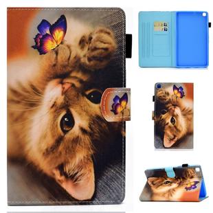 For Samsung Galaxy Tab A 8.0 2019 / T290 Colored Drawing Stitching Horizontal Flip Leather Case with Holder & Card Slots(Butterfly Cat)