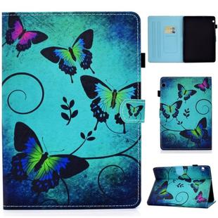 For Huawei MediaPad T3 10.0 inch Colored Drawing Stitching Horizontal Flip Leather Case with Holder & Card Slots(Green Butterflies)