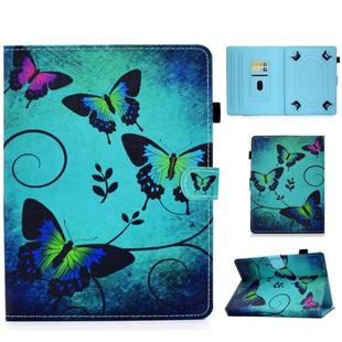 For 7.0 inch Tablet PC Colored Drawing Stitching Horizontal Flip Leather Case with Holder & Card Slots(Green Butterflies)