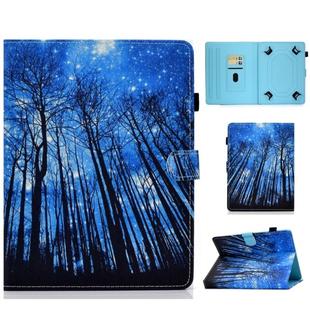 For 7.0 inch Tablet PC Colored Drawing Stitching Horizontal Flip Leather Case with Holder & Card Slots(Forest)