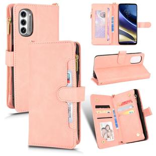 For Motorola Moto G52J 5G Litchi Texture Zipper Leather Phone Case(Pink)