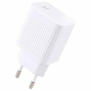 LZ-106PD 25W USB-C / Type-C Ports Plaid Pattern Travel Charger, EU Plug(White)