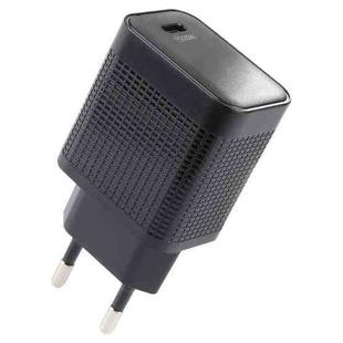 LZ-106PD 25W USB-C / Type-C Ports Plaid Pattern Travel Charger, EU Plug(Black)