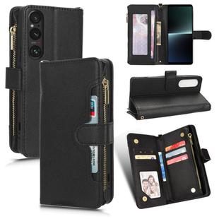 For Sony Xperia 1Ⅴ Litchi Texture Zipper Leather Phone Case(Black)