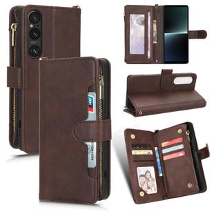 For Sony Xperia 1Ⅴ Litchi Texture Zipper Leather Phone Case(Brown)