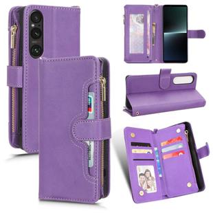 For Sony Xperia 1Ⅴ Litchi Texture Zipper Leather Phone Case(Purple)