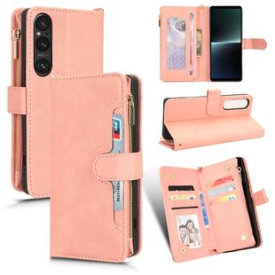 For Sony Xperia 1Ⅴ Litchi Texture Zipper Leather Phone Case(Pink)