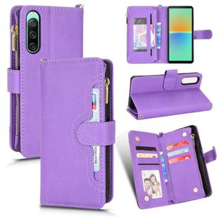 For Sony Xperia 10Ⅴ Litchi Texture Zipper Leather Phone Case(Purple)
