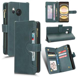 For Sharp Aquos R8 Litchi Texture Zipper Leather Phone Case(Green)