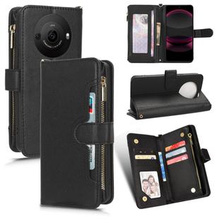 For Sharp Aquos R8 Pro / Leica Leitz Phone 3 Litchi Texture Zipper Leather Phone Case(Black)
