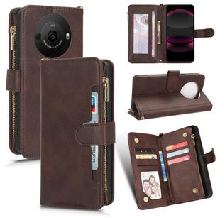 For Sharp Aquos R8 Pro / Leica Leitz Phone 3 Litchi Texture Zipper Leather Phone Case(Brown)