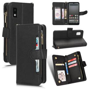 For Sharp Aquos Wish 3 Litchi Texture Zipper Leather Phone Case(Black)