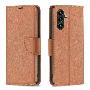 For Samsung Galaxy A15 Litchi Texture Pure Color Flip Leather Phone Case(Brown)