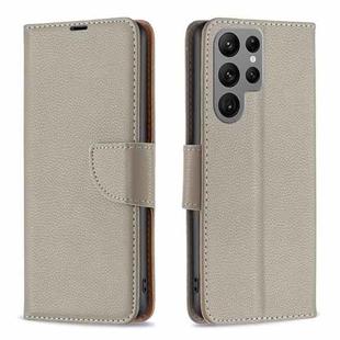 For Samsung Galaxy S24 Ultra 5G Litchi Texture Pure Color Flip Leather Phone Case(Grey)