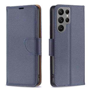 For Samsung Galaxy S24 Ultra 5G Litchi Texture Pure Color Flip Leather Phone Case(Blue)