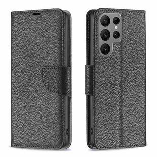 For Samsung Galaxy S24 Ultra 5G Litchi Texture Pure Color Flip Leather Phone Case(Black)