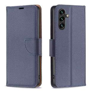 For Samsung Galaxy A35 Litchi Texture Pure Color Flip Leather Phone Case(Blue)