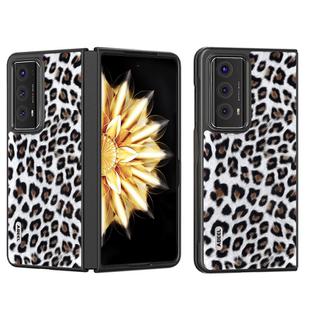 For Honor Magic V2 ABEEL Black Edge Leopard Phone Case(Silver)