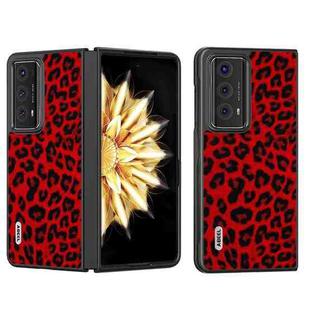 For Honor Magic V2 ABEEL Black Edge Leopard Phone Case(Red)