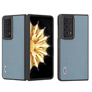 For Honor Magic V2 ABEEL Black Edge Genuine Leather Mino Phone Case(Blue)