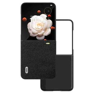 For Honor Magic V Flip ABEEL Black Edge Genuine Leather Mino Phone Case(Black)