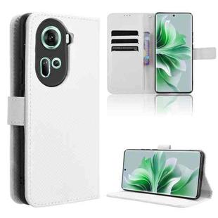 For OPPO Reno11 5G Global Diamond Texture Leather Phone Case(White)