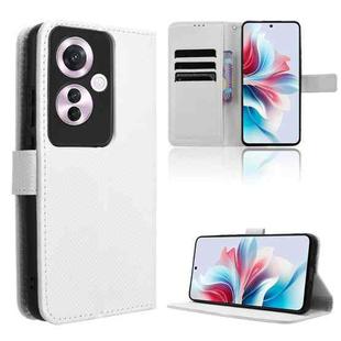 For OPPO Reno11 F 5G / F25 Pro 5G Diamond Texture Leather Phone Case(White)