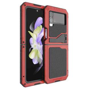 For Samsung Galaxy Z Flip4 LK Metal Shockproof Life Waterproof Dustproof Phone Case with Folding Holder(Red)