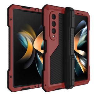 For Samsung Galaxy Z Fold4 LK Metal Shockproof Life Waterproof Dustproof Phone Case with Folding Holder(Red)