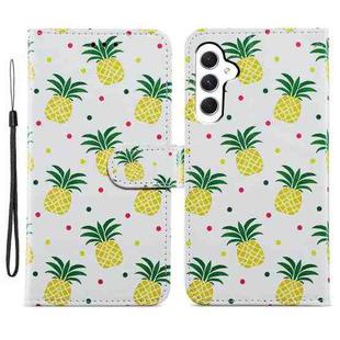 For Samsung Galaxy A25 5G Colored Drawing Leather Phone Case(Pineapple)