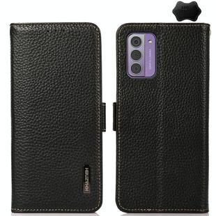 For Nokia G42 KHAZNEH Side-Magnetic Litchi Genuine Leather RFID Phone Case(Black)