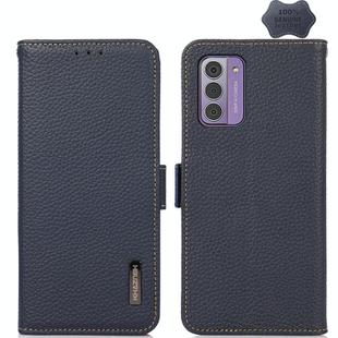 For Nokia G42 KHAZNEH Side-Magnetic Litchi Genuine Leather RFID Phone Case(Blue)