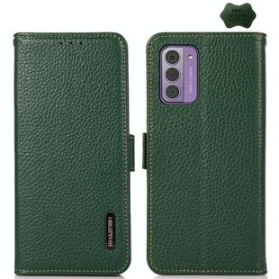 For Nokia G42 KHAZNEH Side-Magnetic Litchi Genuine Leather RFID Phone Case(Green)