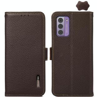 For Nokia G42 KHAZNEH Side-Magnetic Litchi Genuine Leather RFID Phone Case(Brown)